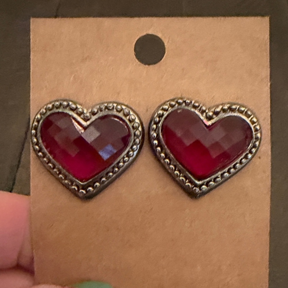 Heart-Shaped Red Earrings